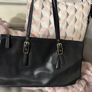 Coach Black Leather Tote Bag